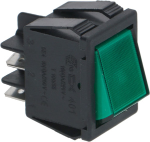 ЗЕЛЕНЫЙ ДВУХПОЛЮСНЫЙ ВЫКЛЮЧАТЕЛЬ 16А 250В