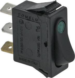 ЧЕРНЫЙ ОДНОПОЛЮСНЫЙ ПЕРЕКЛЮЧАТЕЛЬ, 16 А, 250 В,