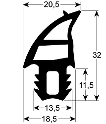 УПЛОТНЕНИЕ ДВЕРИ 1000Х695ММ ПРОФИЛЬ 2736