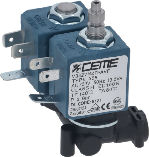 11327433. КЛАПАН ЭЛЕКТРОМАГНИТНЫЙ 230В КОМПЛЕКТ DE LONGHI AS00002813