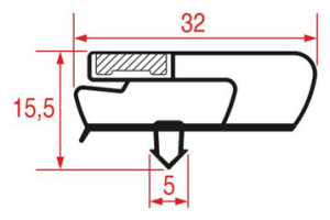 УПЛОТНИТЕЛЬ ВСТАВНОЙ 1520X636ММ ПРОФИЛЬ № 1031 МАГНИТНЫЙ ЦВЕТ СЕРЫЙ