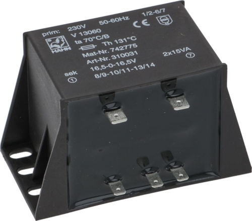 5052933. ТРАНСФОРМАТОР 230 В/16,5 В 2X15 ВА