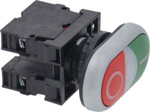 ПАНЕЛЬ УПРАВЛЕНИЯ С ОВАЛЬНЫМИ КНОПКАМИ O-I ЗЕЛЕНЫЙ-КРАСНЫЙ 15 A 500 В