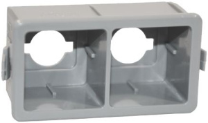 КОРПУС ДЛЯ 2 КВАДРАТНЫХ КНОПОК СЕРЫЙ