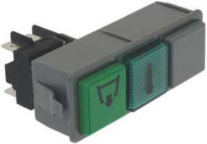 БЛОК ПЕРЕКЛЮЧАТЕЛЕЙ С 1 ЗЕЛЕНЫМ ДВУХПОЛЮСНЫМ ПЕРЕКЛЮЧАТЕЛЕМ