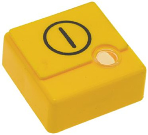 КНОПКА КВАДРАТНАЯ ЖЕЛТАЯ 23Х23 ММ "ВКЛ/ВЫКЛ"