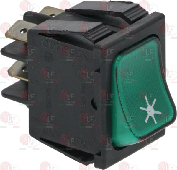 3319936. ЗЕЛЕНЫЙ ДВУХПОЛЮСНЫЙ ПЕРЕКЛЮЧАТЕЛЬ, 16А, 250В