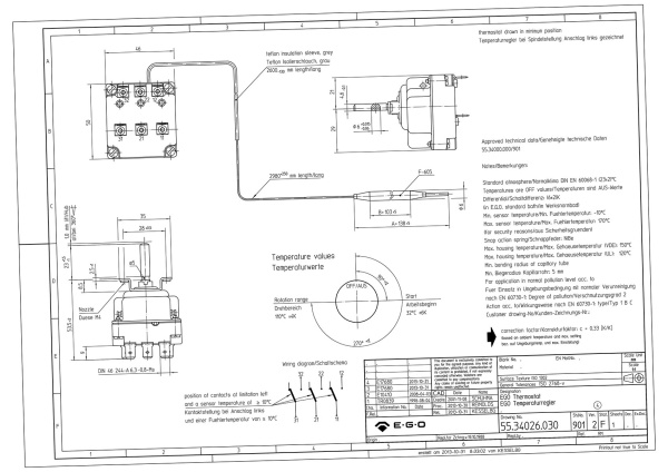 2105238. ТЕРМОСТАТ ТРЕХФАЗНЫЙ 30-110°C ELECTROLUX PROFESSIONAL 001T040000